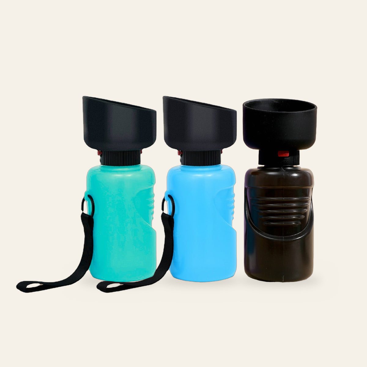 Gourde de voyage pliable en vert, bleu et noir