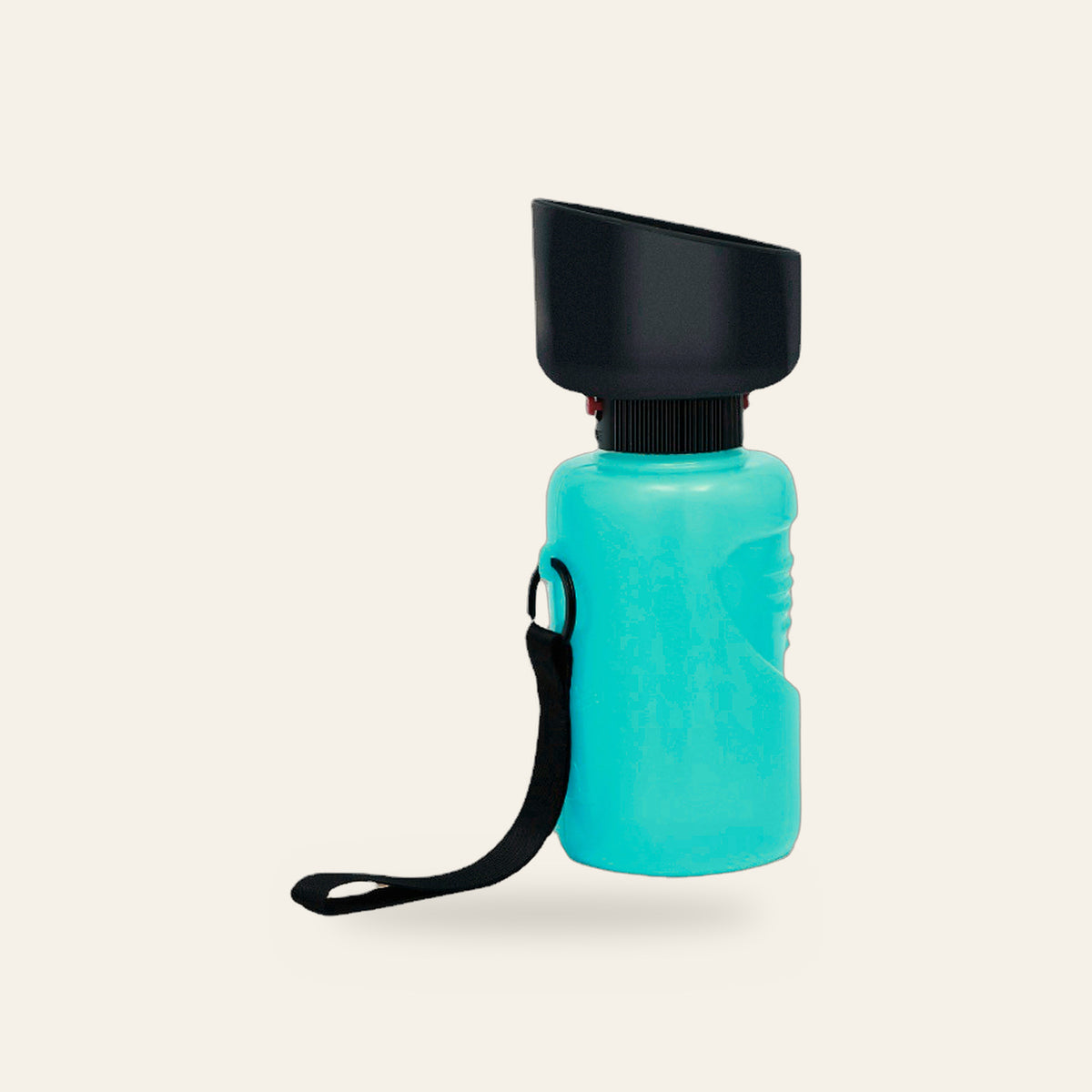 Gourde de voyage pliable 650 ml verte, godet noir et dragonne