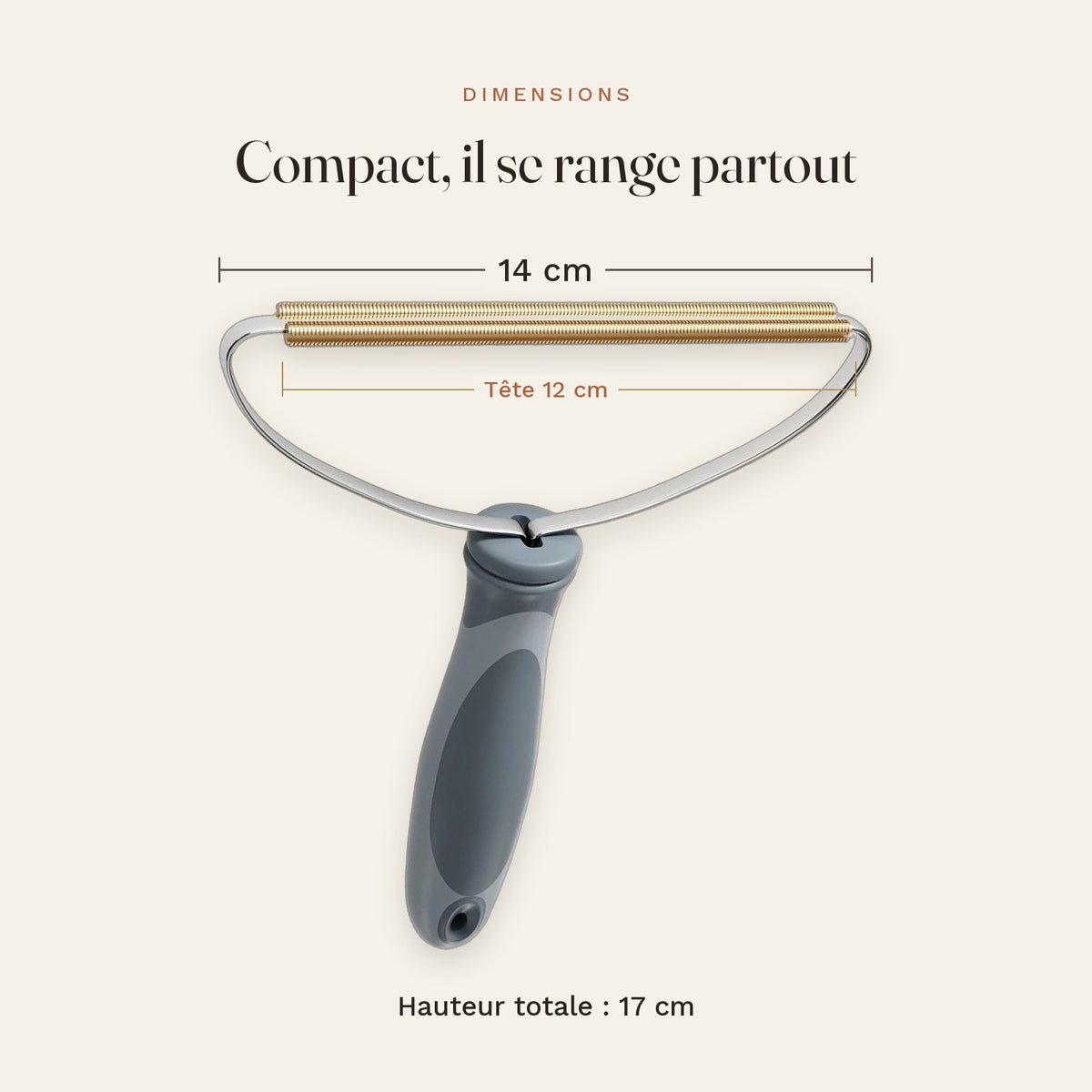 Dimensions du peigne : 14 cm de large, tête de 12 cm, 17 cm de haut